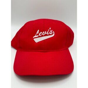 Levi's Red Hat Adjustable Baseball Cap hook and loop closure